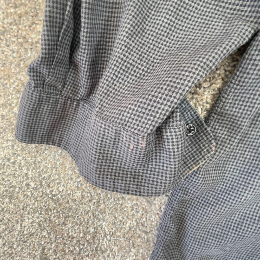 Ralph‎ Lauren Mens Button Up Shirt Gray Houndstooth Size 2XL Big Flawed/Bleach